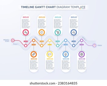 fondo de la plantilla de infografía de la gráfica de gantt de línea de tiempo