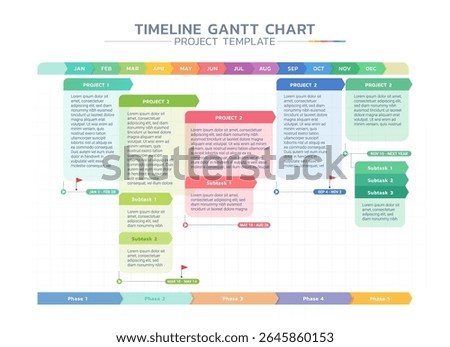 Timeline gantt chart infographic template background
