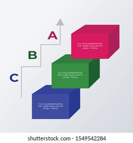 Timeline Growing 3D cubes infographic template design. Business concept infograph with 3 options, steps or processes. Vector visualization can be used for workflow layout, diagram, annual report, web