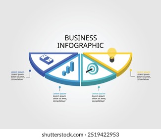 timeline half circle chart template for infographic for presentation for 4 element