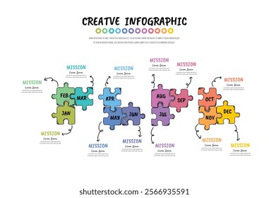 Timeline hand drawn for 1 year, 12 months, infographics all month planner design and Presentation business can be used for workflow layout, process diagram, flow chart. Doodle infographic vector.