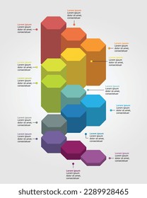 plantilla de hexágono de línea de tiempo para plantilla de presentación infográfica con 13 elementos para banner