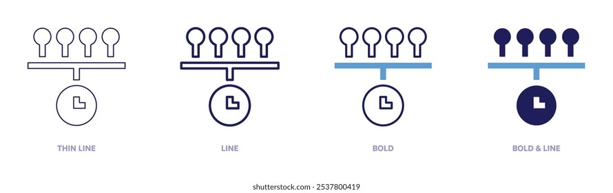 Timeline icon in 4 different styles. Thin Line, Line, Bold, and Bold Line. Duotone style. Editable stroke.