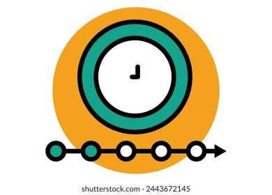 timeline icon. clock with arrow. icon related to action plan,  business. flat line icon style. business element illustration