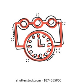 Timeline icon in comic style. Progress cartoon vector illustration on white isolated background. Diagram splash effect business concept.