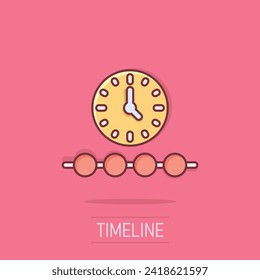 Timeline icon in comic style. Progress cartoon vector illustration on isolated background. Diagram splash effect business concept.