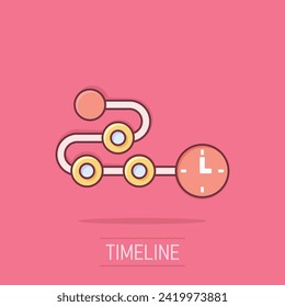 Timeline icon in comic style. Progress cartoon vector illustration on isolated background. Diagram splash effect business concept.