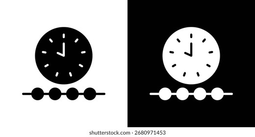 Ícone de linha do tempo em estilo plano, símbolo preto preenchido