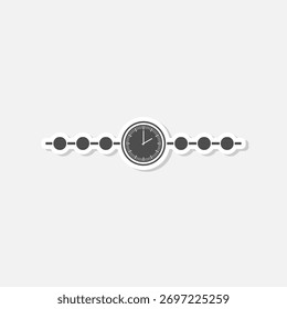 Icono de línea de tiempo en pegatina de estilo plano aislado sobre fondo gris