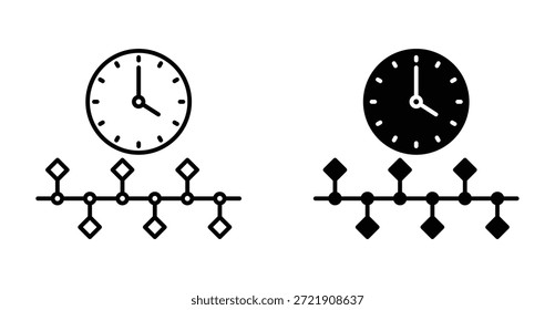 Icono de línea de tiempo. Línea con trazo editable y plano para el Web
