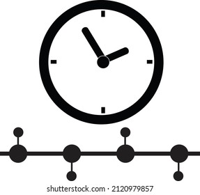 Timeline-Symbol auf weißem Hintergrund. Zeitmanagement-Zeichen. Uhr mit Zeilensymbol.  Flachstil.