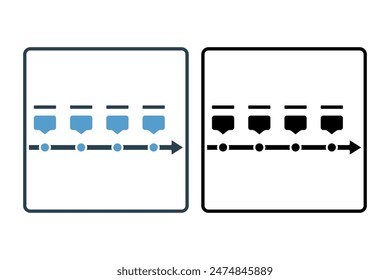 Icono de línea de tiempo. ícono relacionado con el Plan de acción. adecuado para Sitio web, App, interfaces de usuario, imprimible, etc. estilo de ícono sólido. diseño de Vector simple editable