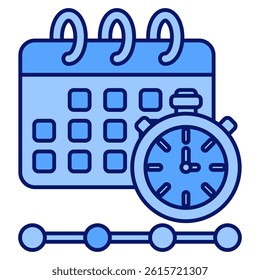 Timeline icon represented by Timeline symbol Blue style.