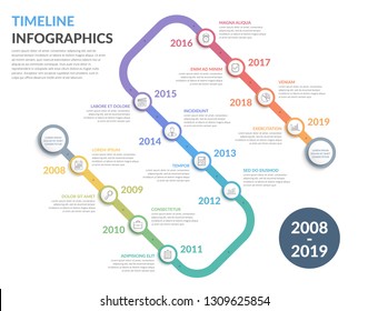 Timeline with icons, 12 elements, infographic template for web, business, presentations, vector eps10 illustration