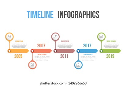 Timeline with icons, 5 elements, infographic template for web, business, presentations, vector eps10 illustration