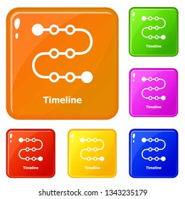 Timeline icons set collection vector 6 color isolated on white background