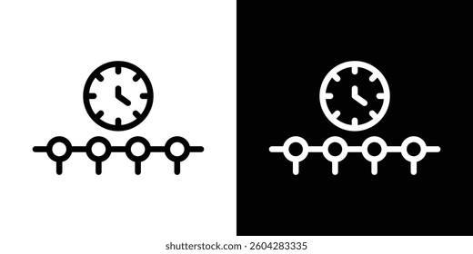 Timeline icons vectors set in stroke line style.