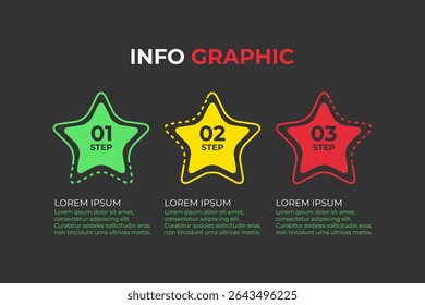 Timeline info graphic design with star for business template. Timeline info graphic 3 star options.