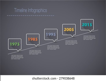 Timeline Info graphic with pointers and text with a long shadow