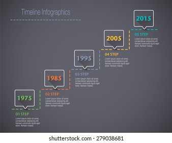 Timeline Info graphic with pointers and text with a long shadow