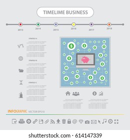 Timeline info graphics design template vector icons set 