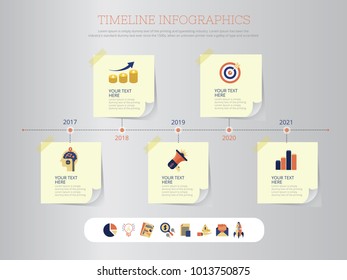 Timeline info graphics with icons set
