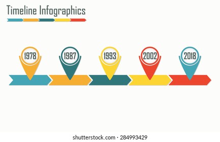 Timeline Info graphics template. Horizontal vector illustration.