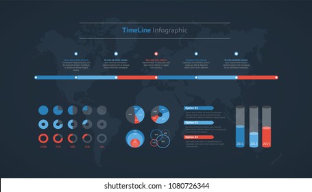 TimeLine Infogaphic. World Map. Vector Illustration