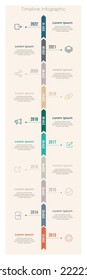 Infografía de la línea de tiempo con 10 pasos. Plantilla de negocio de vector de línea de tiempo colorida