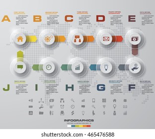 Timeline infographic 10 steps vector design template. whit business icons. EPS10.