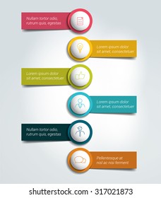 Timeline infographic. 3D round shapes with text fields template. Vector.