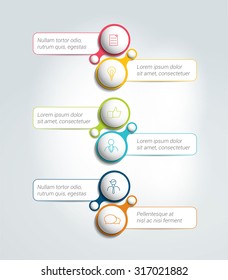 Timeline infographic. 3D round shapes with text fields template. Vector.