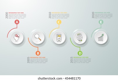 Infografía de línea de tiempo 5 opciones, plantilla de infografía de concepto de negocio puede utilizarse para diseño de flujo de trabajo, diagrama, opciones de número,