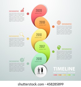 Infografía de línea de tiempo 5 opciones, la plantilla infográfica de concepto de negocio se puede utilizar para diseño de flujo de trabajo, diagrama, opciones de número, escala de tiempo o proyecto de hitos.