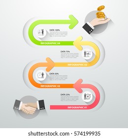 Timeline infographic 5 options,  Business concept infographic template can be used for workflow layout, diagram, number options, timeline or milestones project.