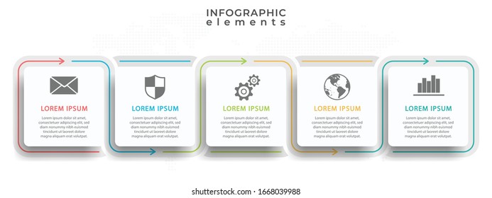 Timeline infographic 5 options, Square design.