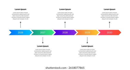 Timeline infographic. 5 step timeline infographic design template. Business plan roadmap presentation vector illustration.
