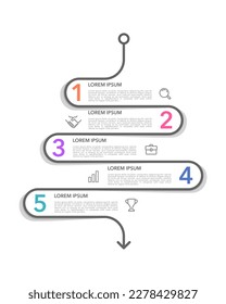 Timeline infographic. 5 steps or alternatives to success in business. Vector illustration.