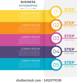 Timeline infographic with 5 steps, options. Simple bussines infographic template design, circle. Vector