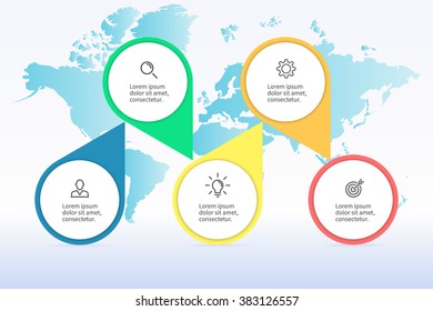 Timeline Infographic with 5 steps, options, parts, processes. 