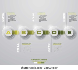 Timeline infographic 5 steps vector design template. Can be used for workflow processes, banner, diagram, number options, timeline, work plan, web design. EPS10.