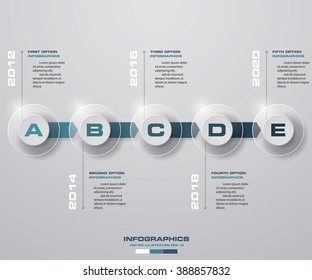 Timeline infographic 5 steps vector design template. Can be used for workflow processes, banner, diagram, number options, timeline, work plan, web design. EPS10.