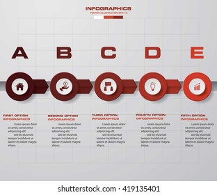 Timeline infographic 5 steps vector design template. Can be used for workflow processes, banner, diagram, number options, timeline, work plan, web design. EPS10.