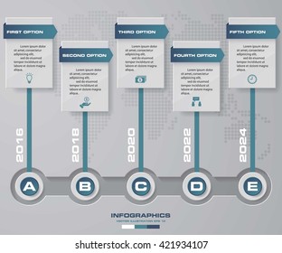 Timeline infographic 5 steps vector design template. Can be used for workflow processes, banner, diagram, number options, timeline, work plan, web design. EPS10.