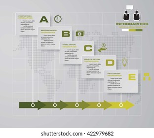 Timeline infographic 5 steps vector design template. Can be used for workflow processes, banner, diagram, number options, timeline, work plan, web design. EPS10.
