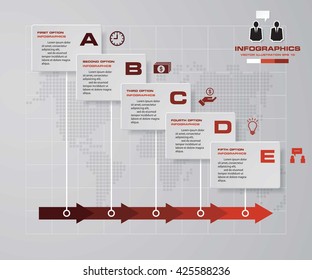 Timeline infographic 5 steps vector design template. Can be used for workflow processes, banner, diagram, number options, timeline, work plan, web design. EPS10.