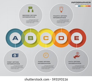 Timeline infographic 5 steps vector design template. Can be used for workflow processes, diagram, number options, timeline. EPS10.