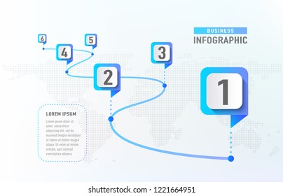 Timeline infographic 6 milestone like a road. Business concept infographic template. Vector illustration.