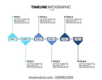 Timeline infographic 6 option step. Six journey process modern presentation template for business.	