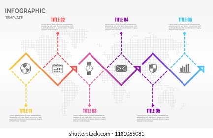 Timeline infographic 6 options. arrow style